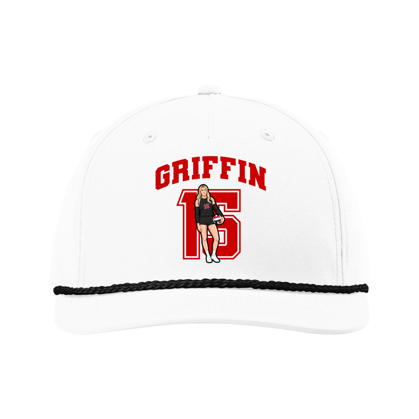 Five-Panel Classic Rope Cap — Number in White