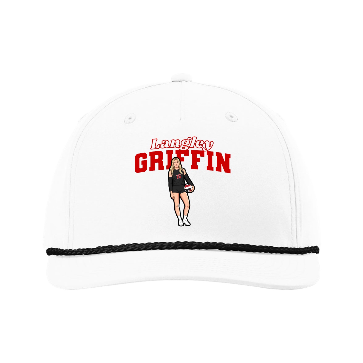 Five-Panel Classic Rope Cap — Name Arch in White