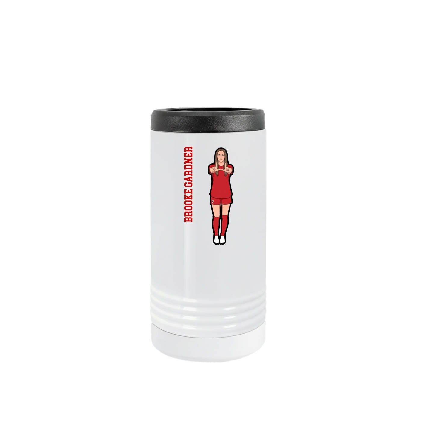 Slim Beverage Holder — Name Vertical in White