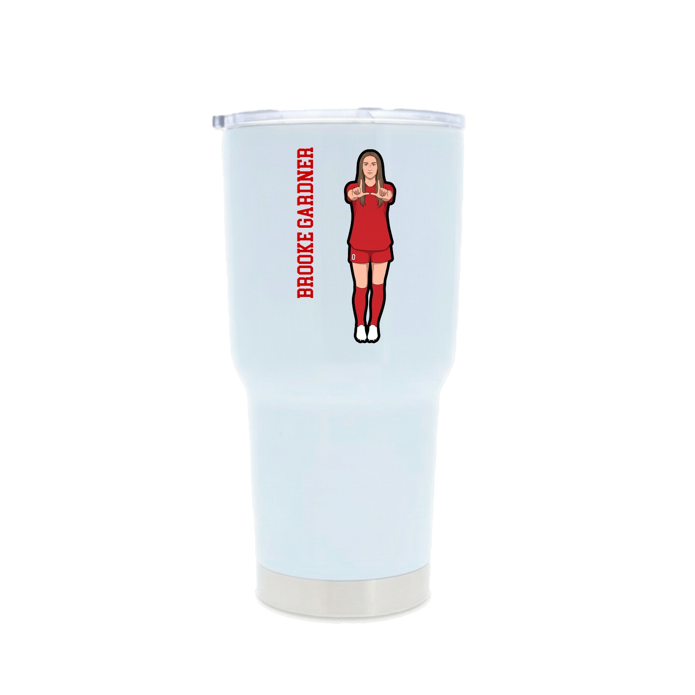 30oz Stainless Steel Tumbler — Name Vertical in White