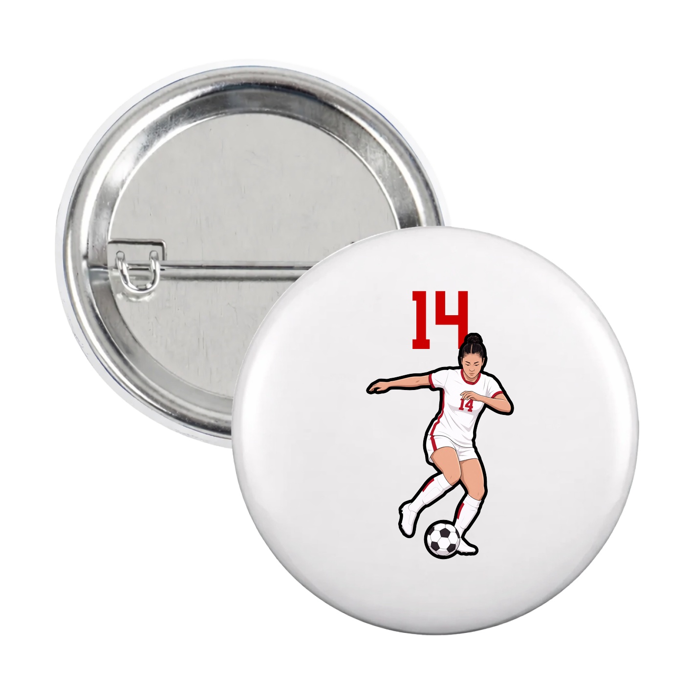 Game Day Button — Number Top in White