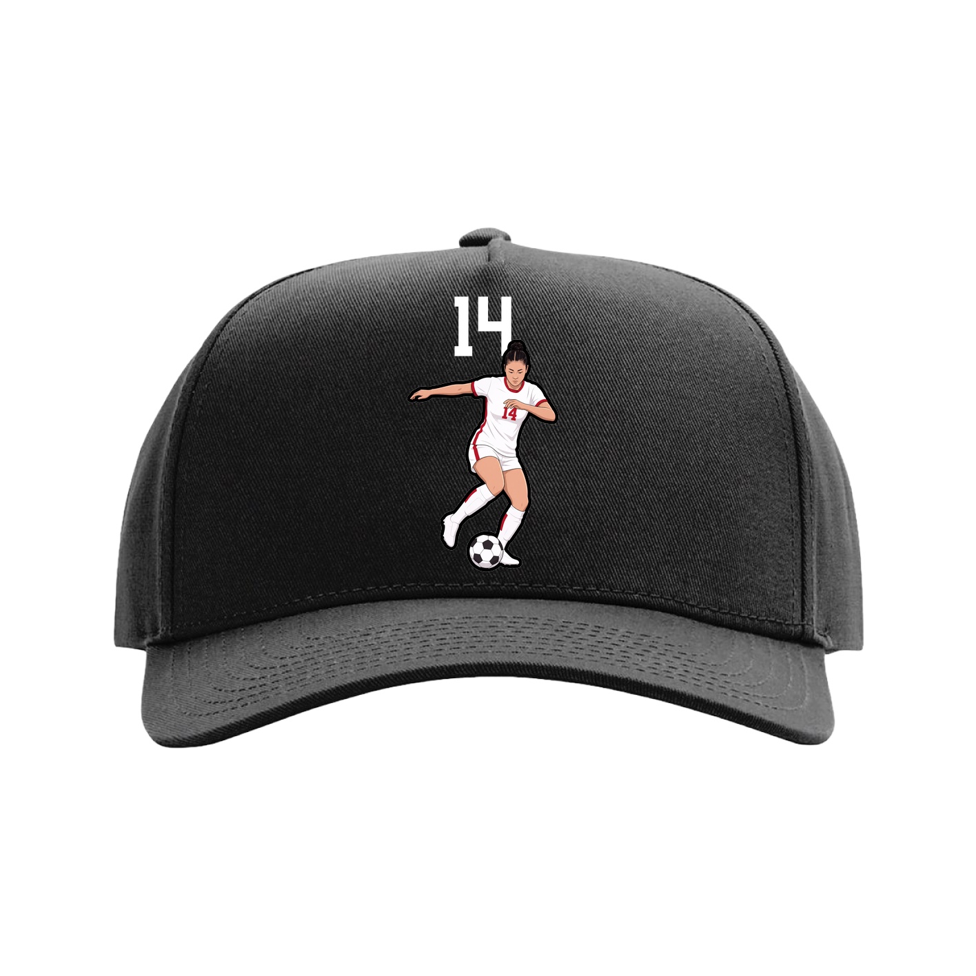 Full Fabric Five-Panel Champ Cap — Number Top in Black