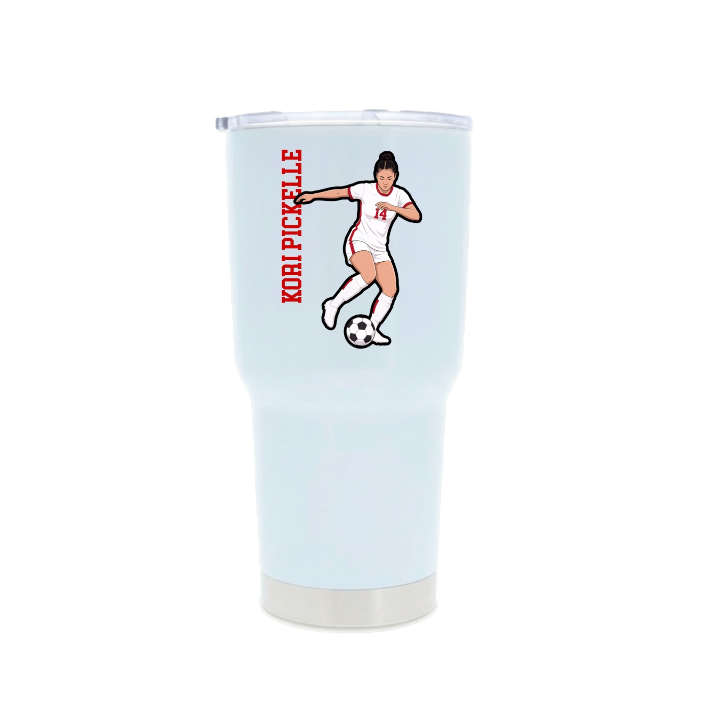 30oz Stainless Steel Tumbler — Name Vertical in White