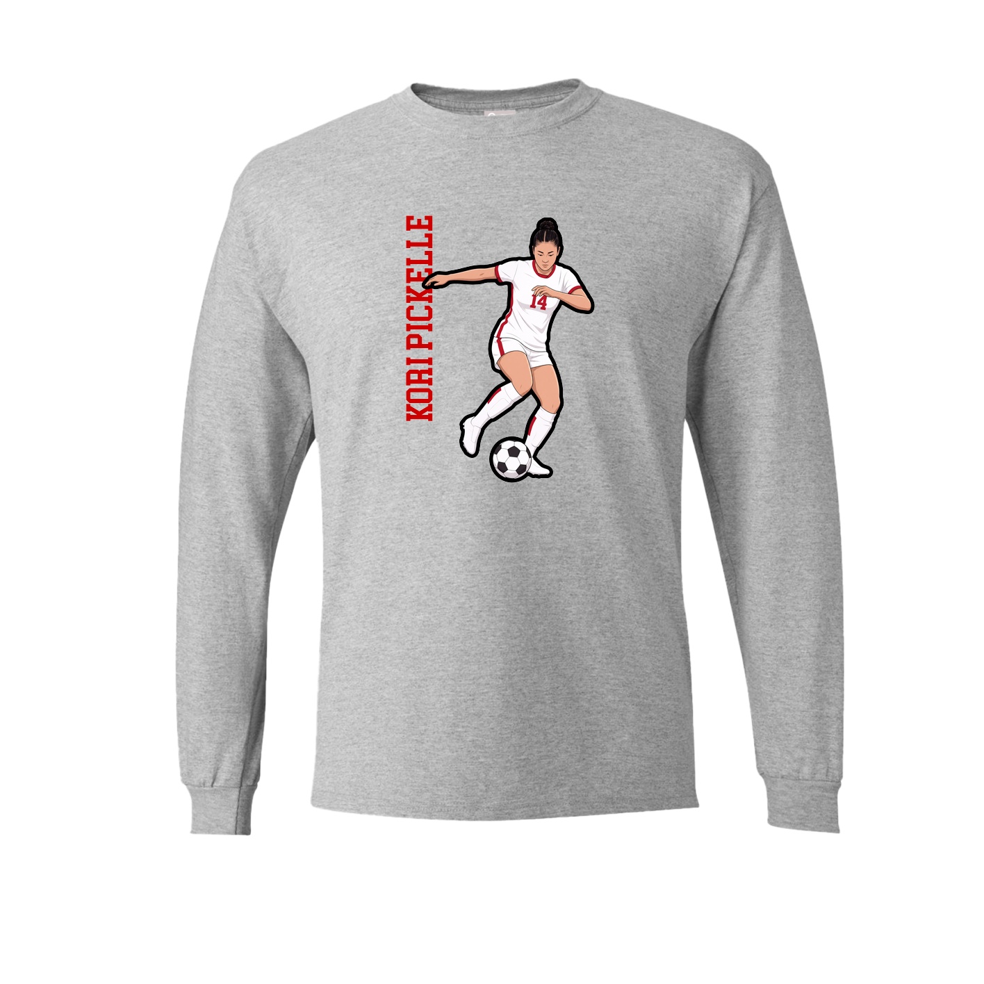 Long Sleeve Tee — Name Vertical in Grey