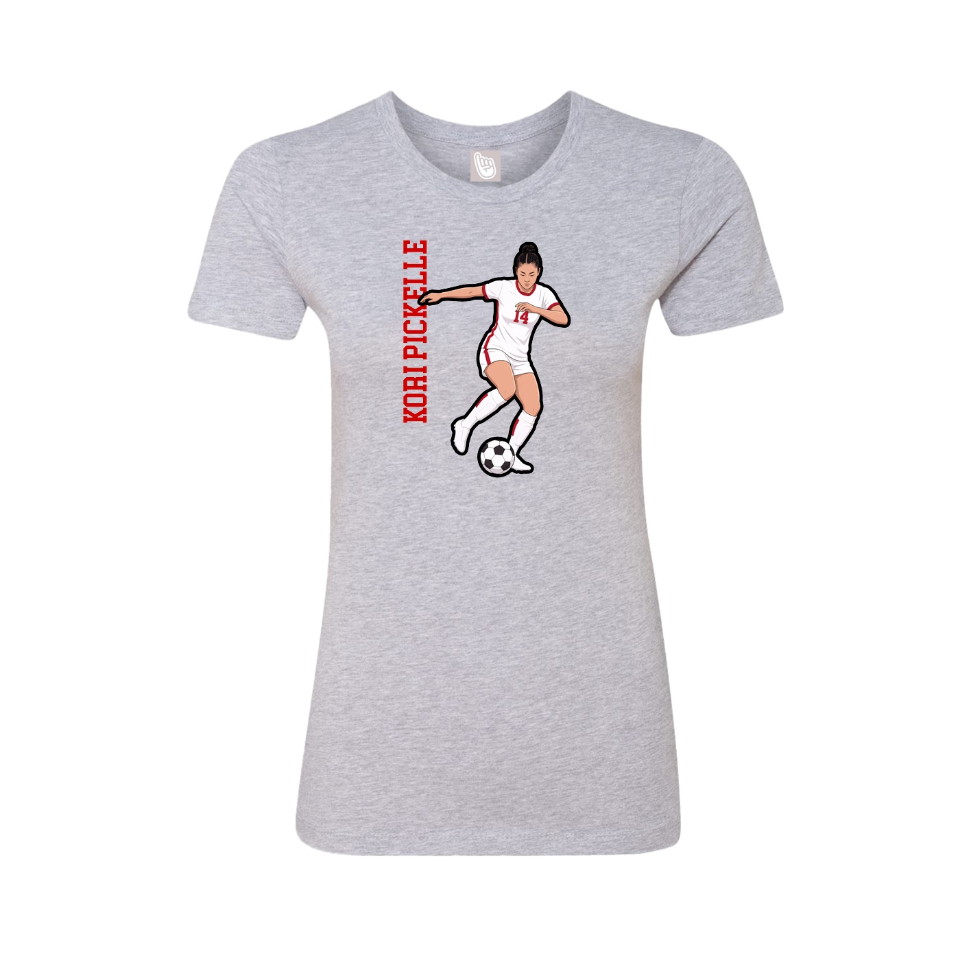 Fitted Women's Tee — Name Vertical in Grey