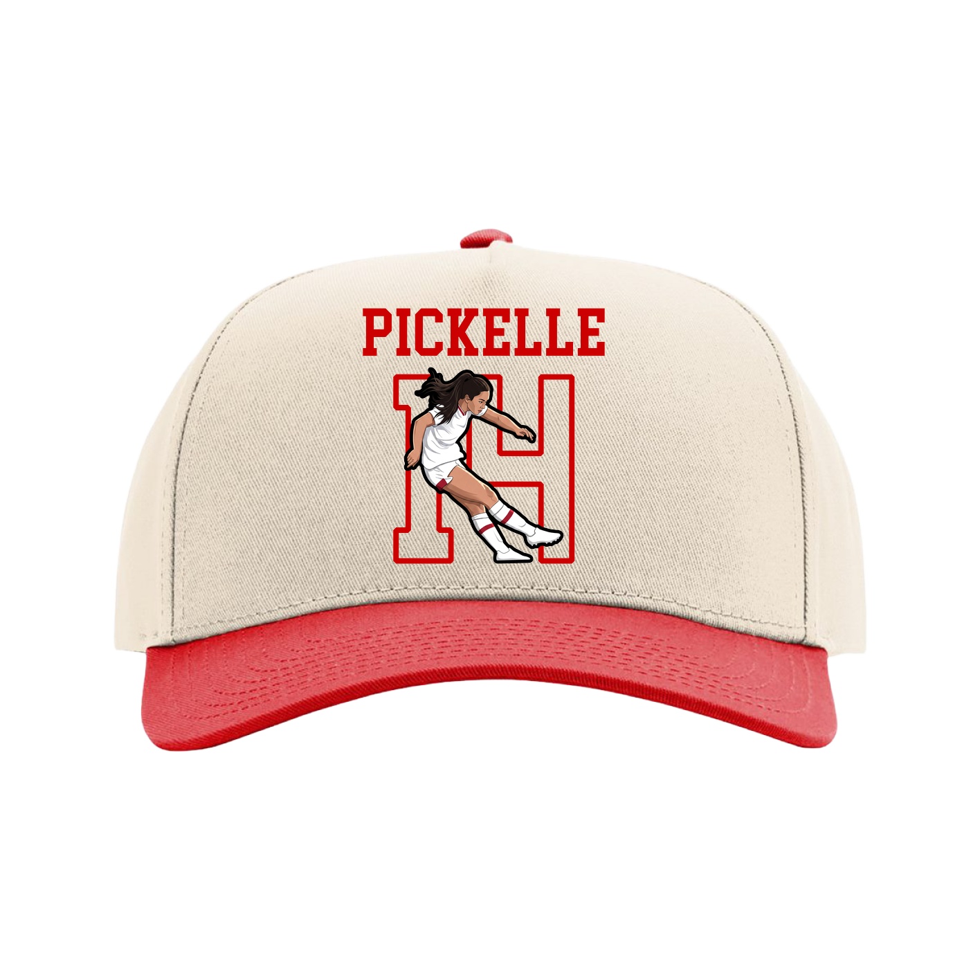 Full Fabric Five-Panel Champ Cap — Shirsey in Cream/Red