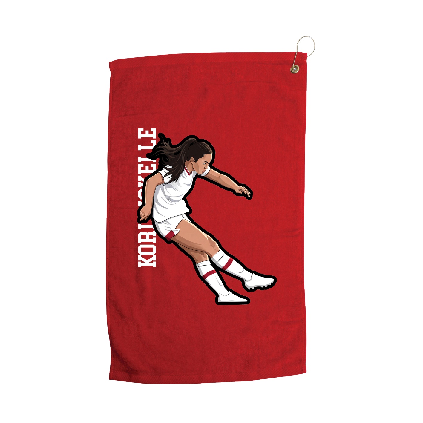 Golf Towel — Name Vertical in Red