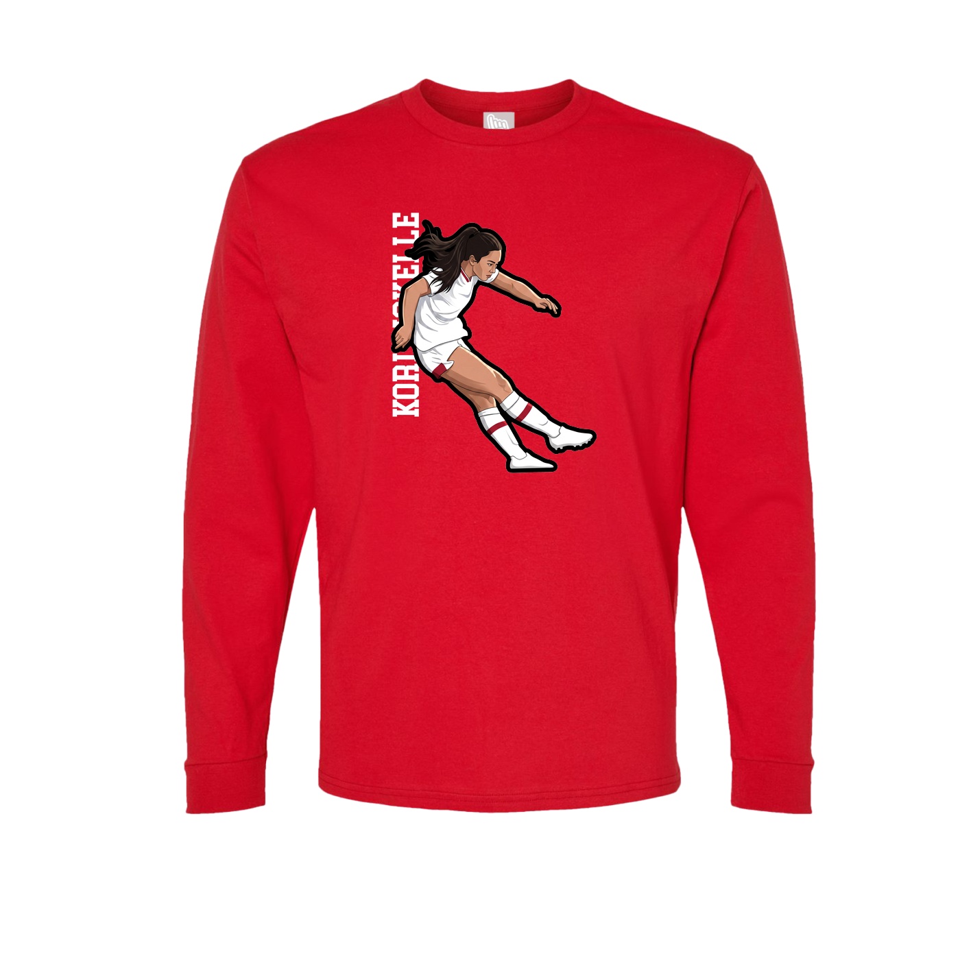 Long Sleeve Tee — Name Vertical in Red