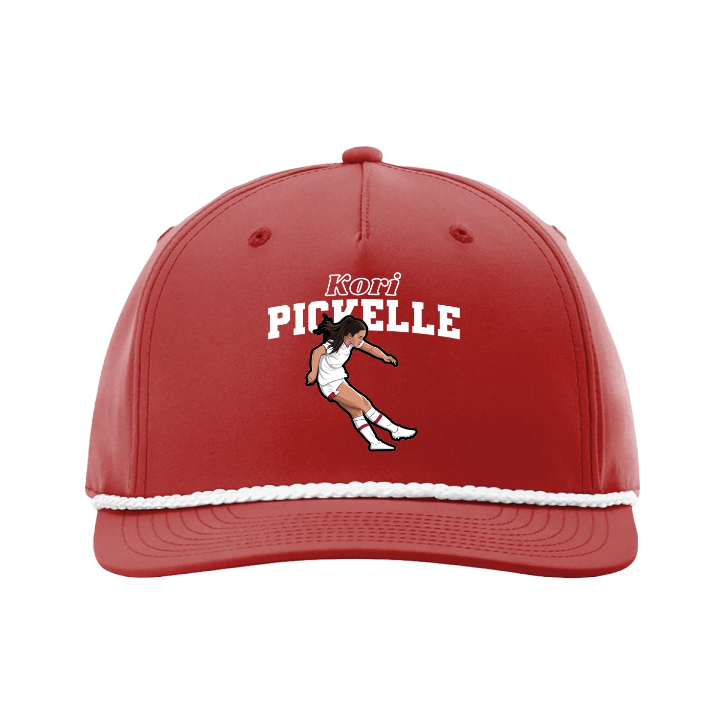 Five-Panel Classic Rope Cap — Name Arch in Red