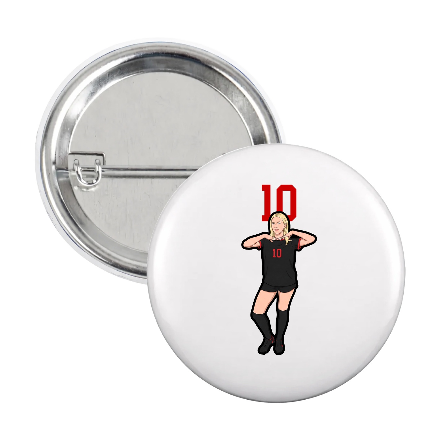 Game Day Button — Number Top in White