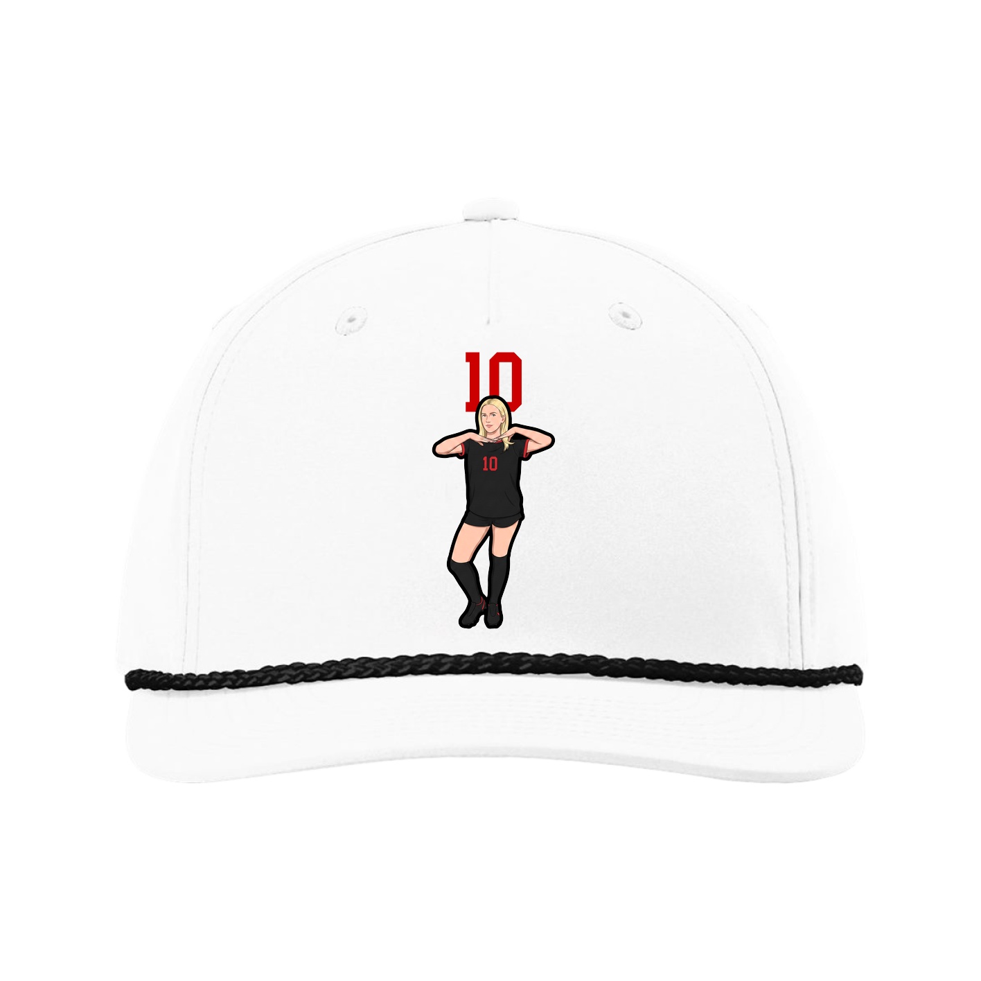 Five-Panel Classic Rope Cap — Number Top in White