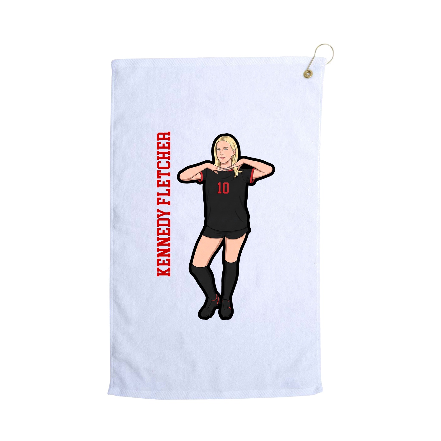 Golf Towel — Name Vertical in White