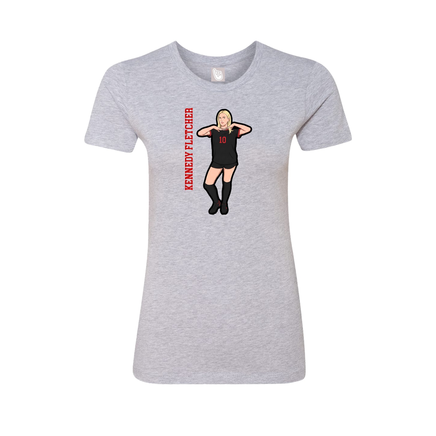 Fitted Women's Tee — Name Vertical in Grey