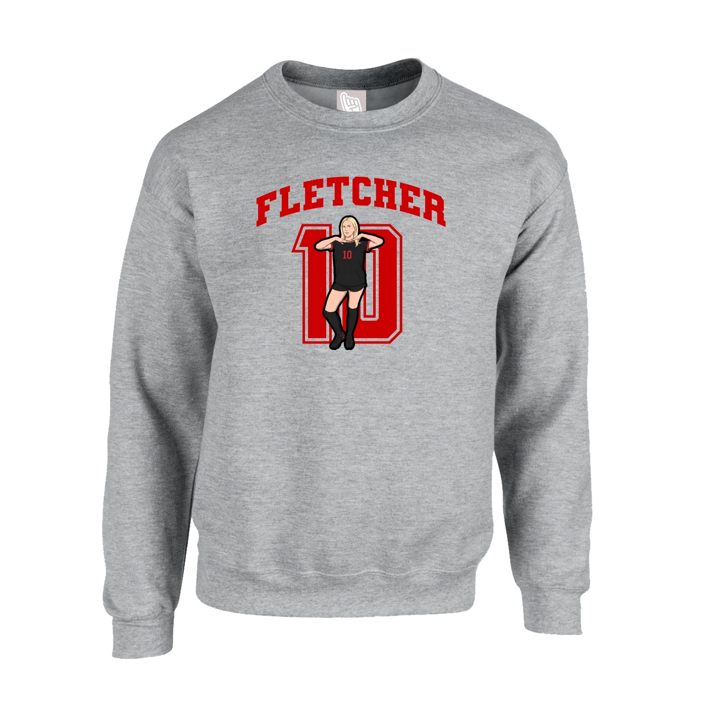 Fleece Crew — Number in Grey
