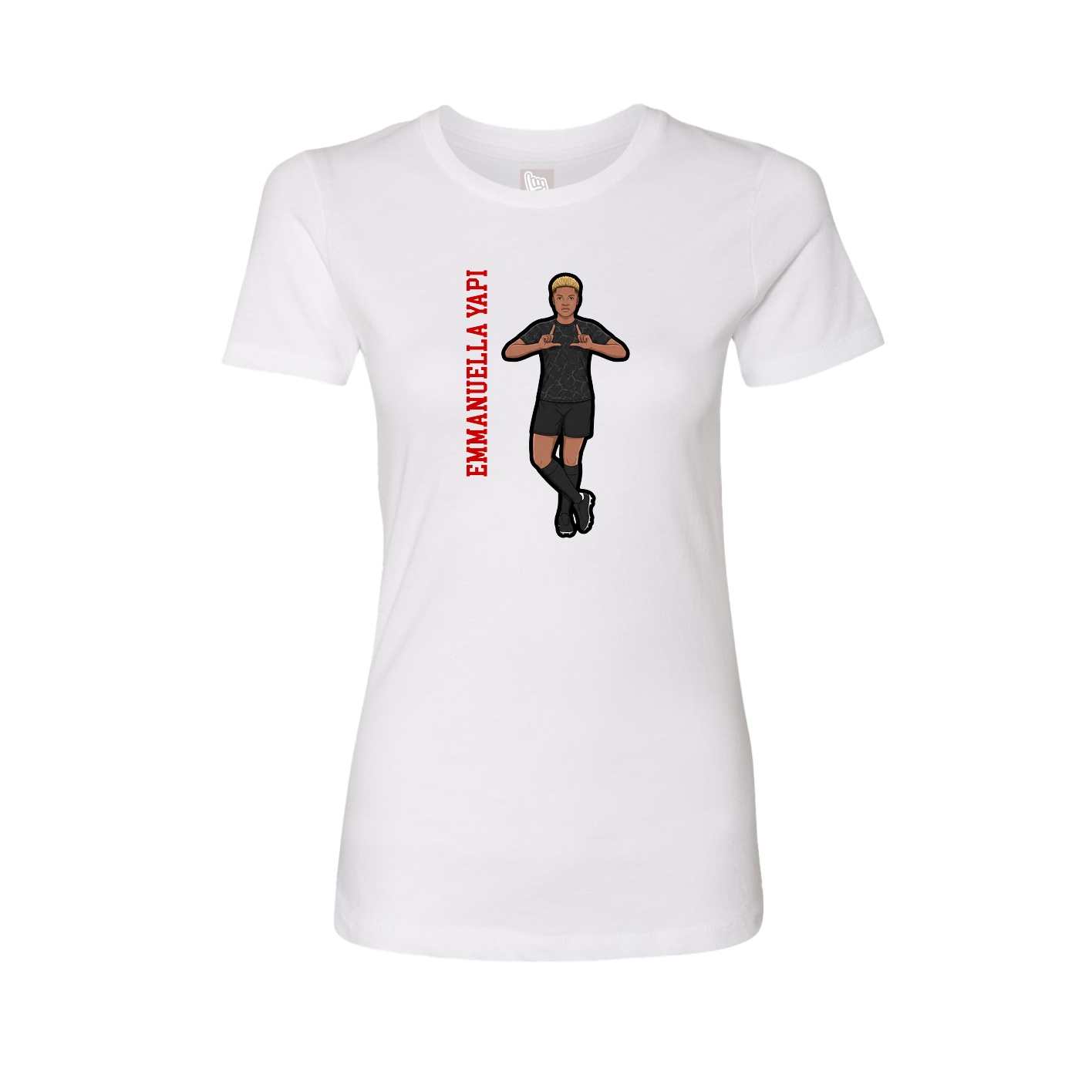 Fitted Women's Tee — Name Vertical in White