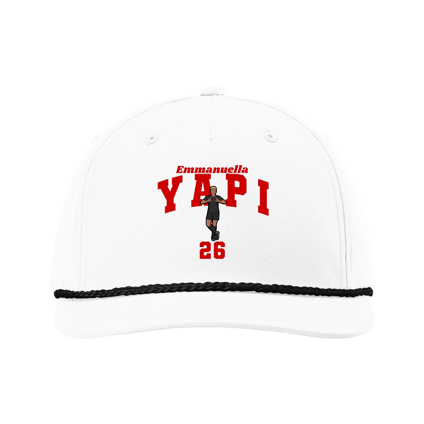 Five-Panel Classic Rope Cap — Signature Arch in White
