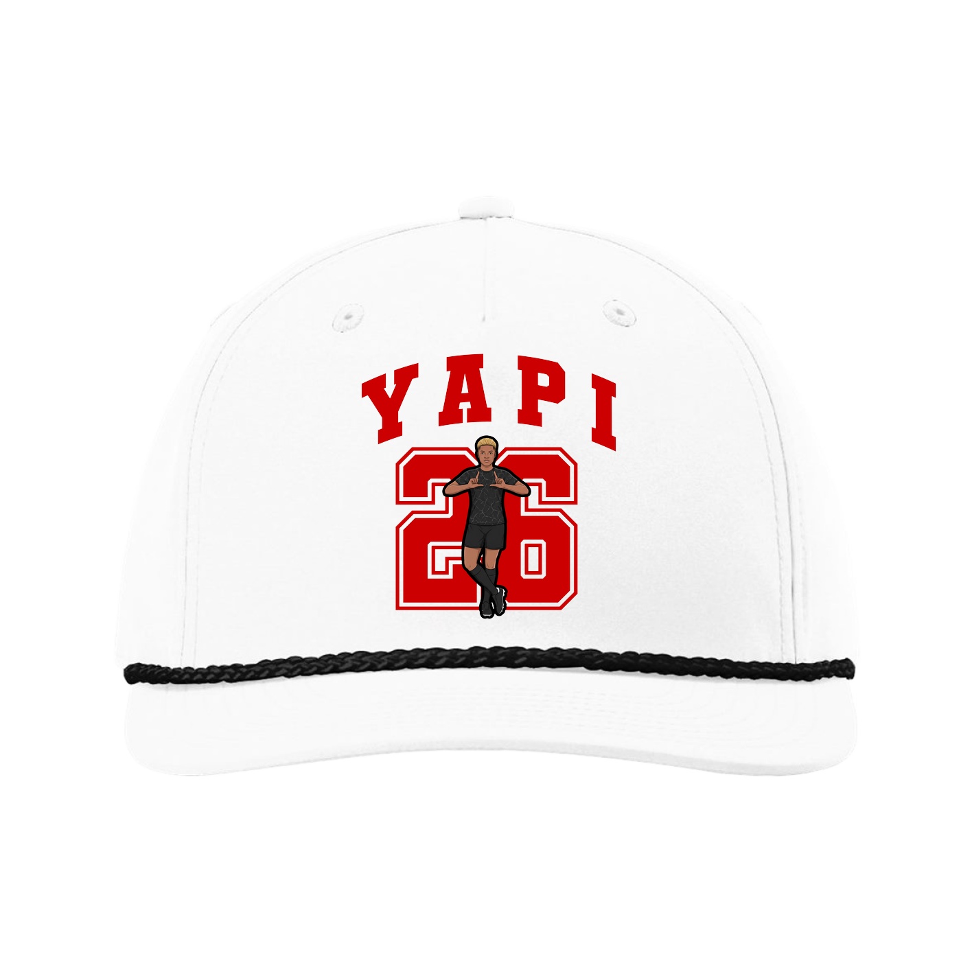 Five-Panel Classic Rope Cap — Number in White