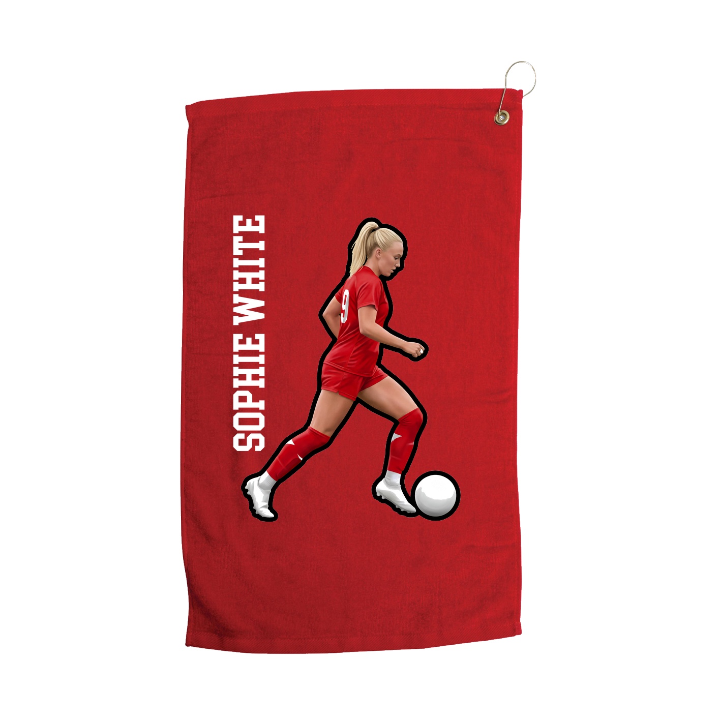 Golf Towel — Name Vertical in Red