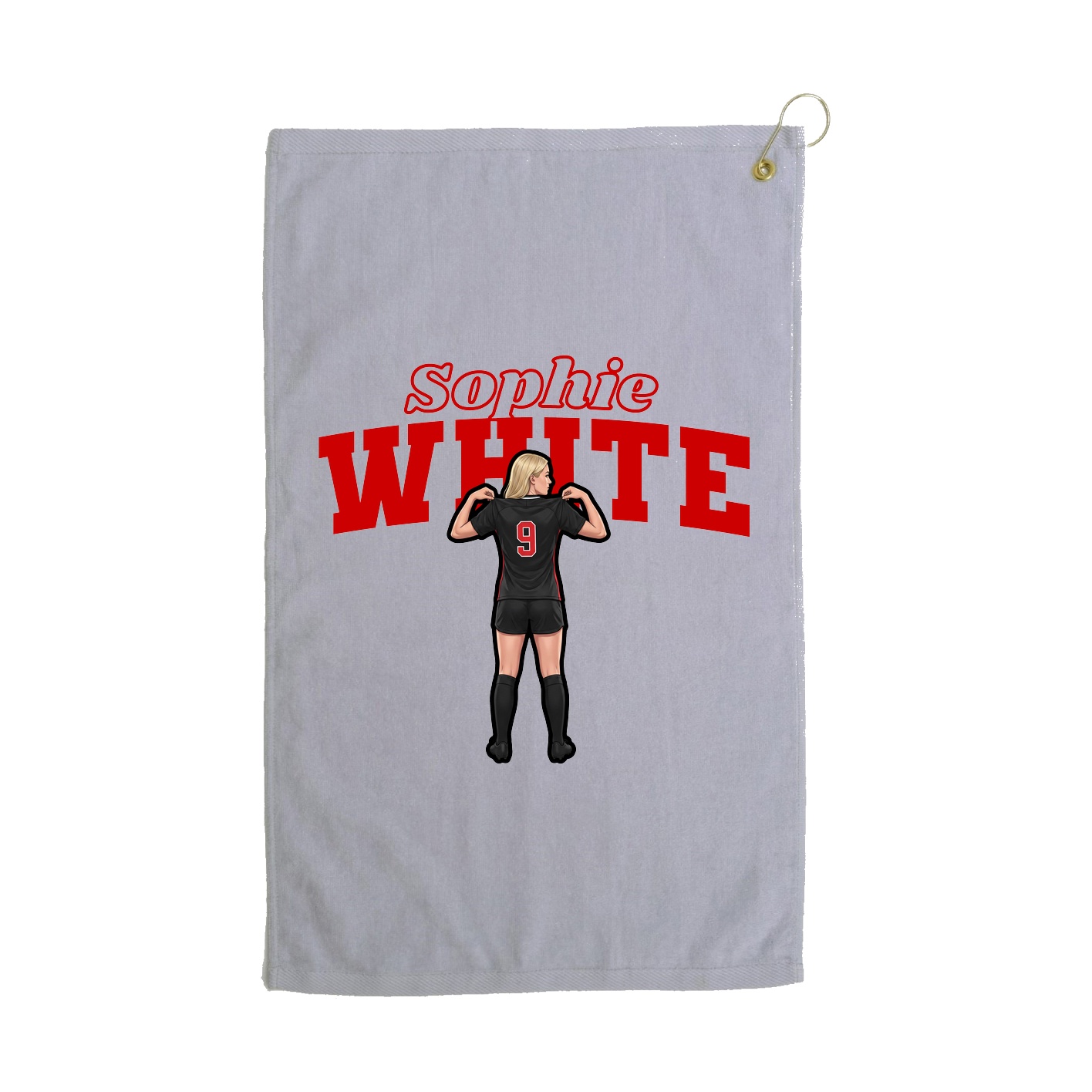 Golf Towel — Name Arch in Grey