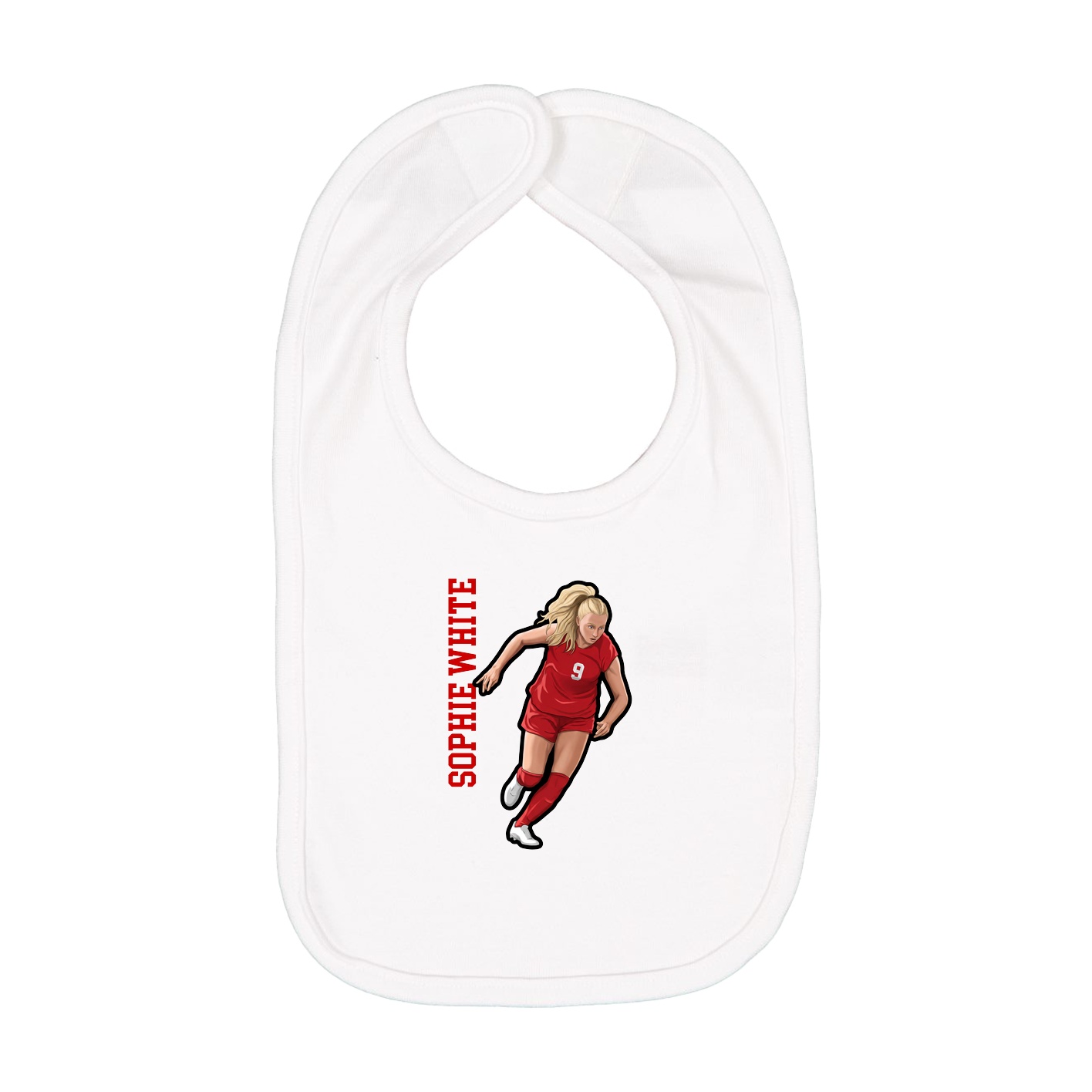 Infant Bib — Name Vertical in White