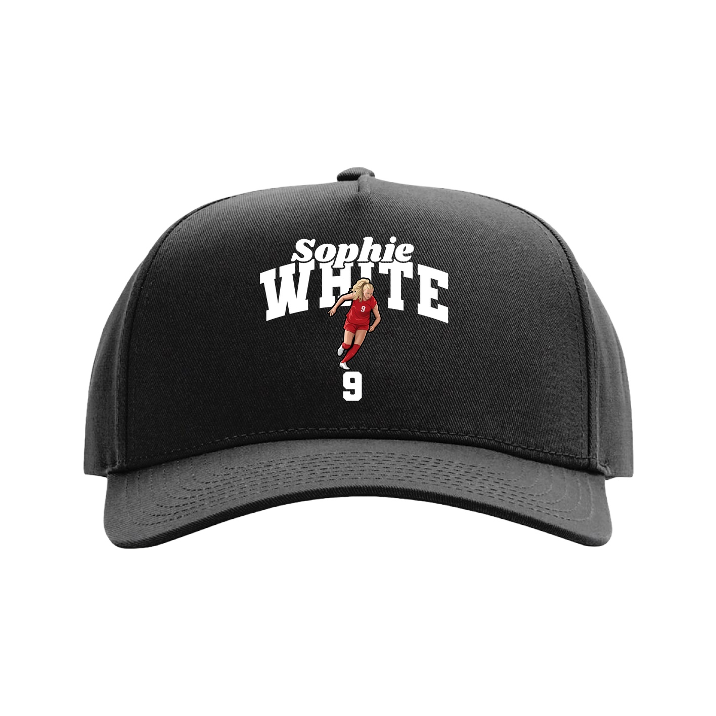 Full Fabric Five-Panel Champ Cap — Signature Arch in Black