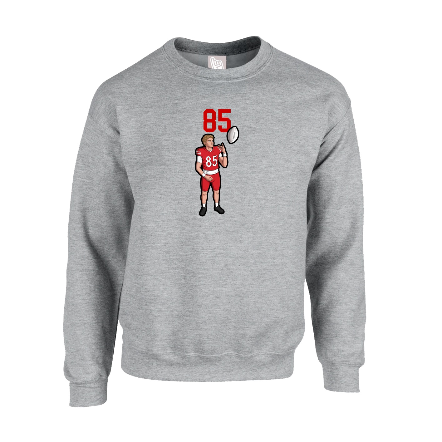 Fleece Crew — Number Top in Grey