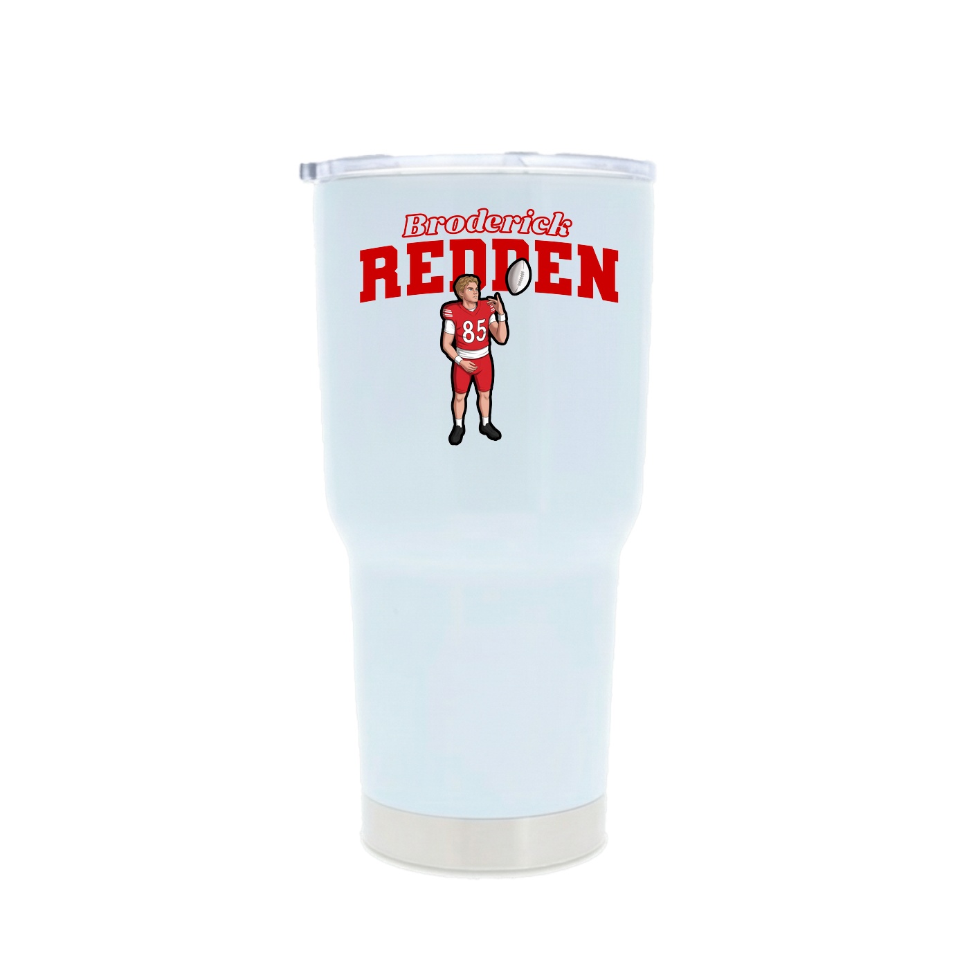 30oz Stainless Steel Tumbler — Name Arch in White