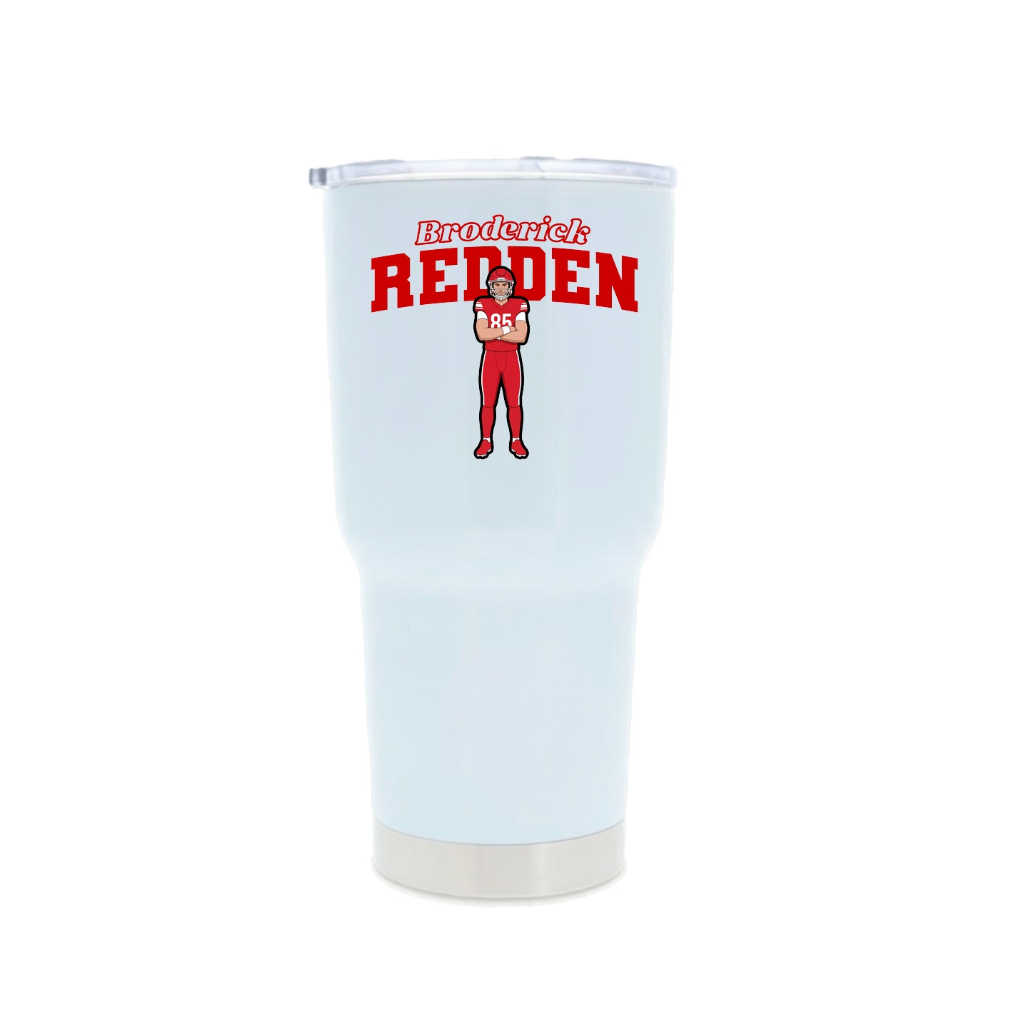 30oz Stainless Steel Tumbler — Name Arch in White