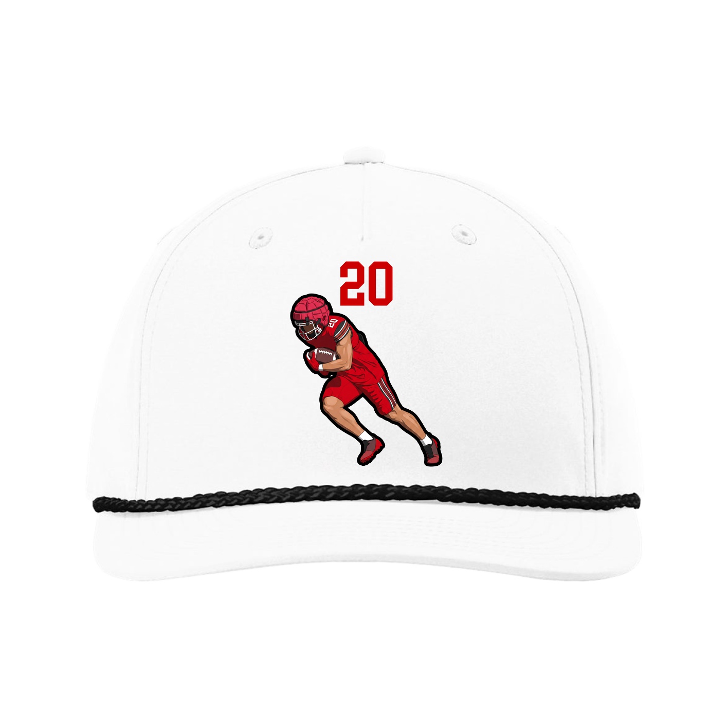 Five-Panel Classic Rope Cap — Number Top in White