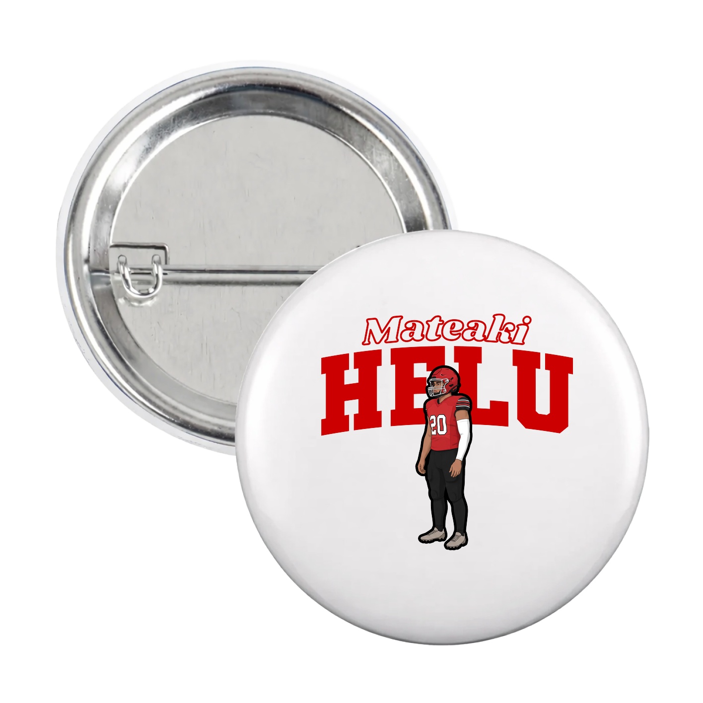 Game Day Button — Name Arch in White