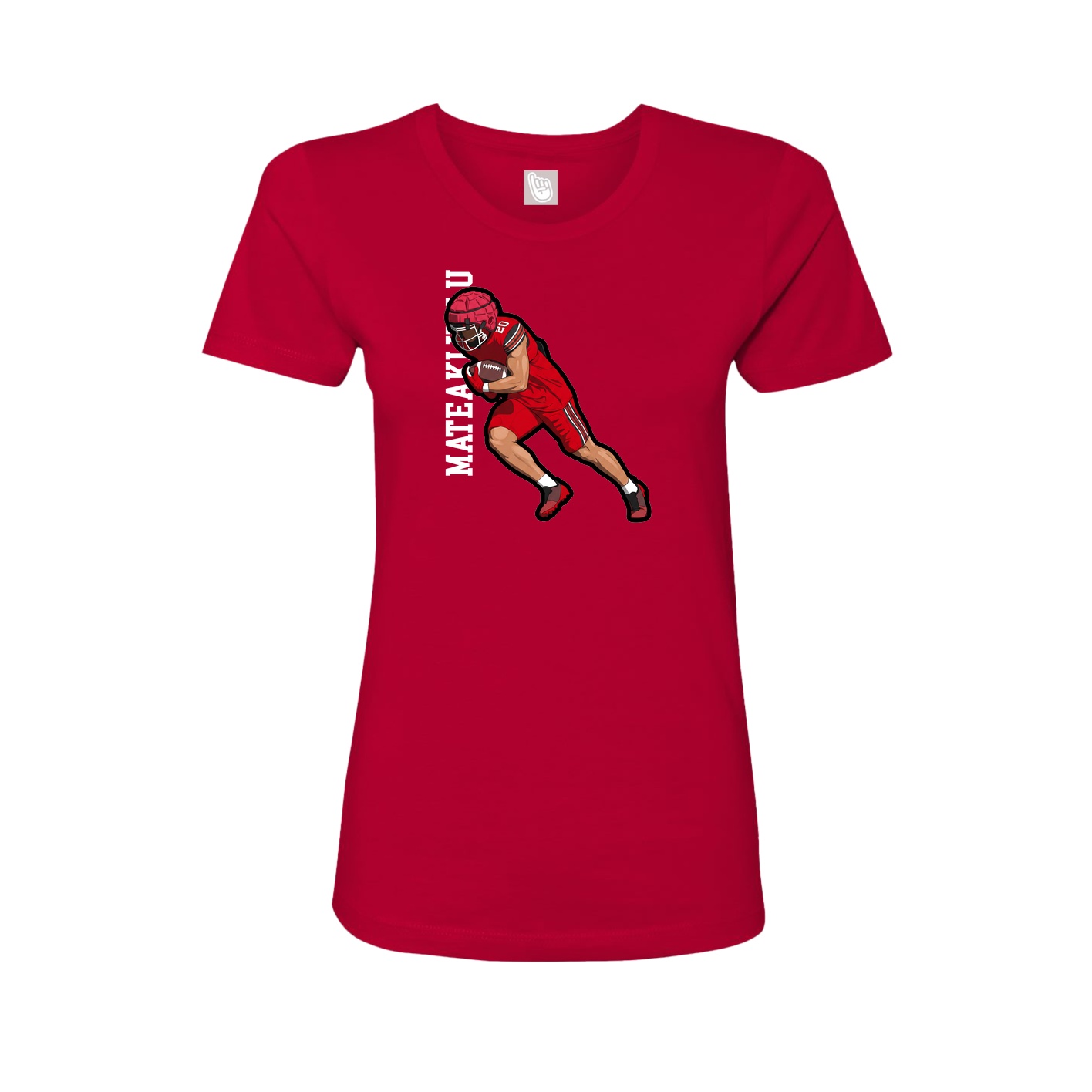 Fitted Women's Tee — Name Vertical in Red
