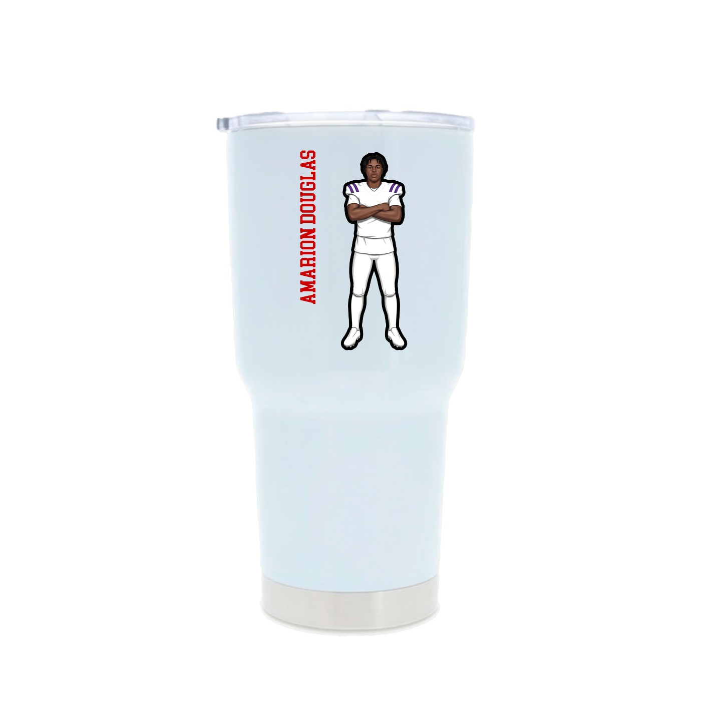 30oz Stainless Steel Tumbler — Name Vertical in White