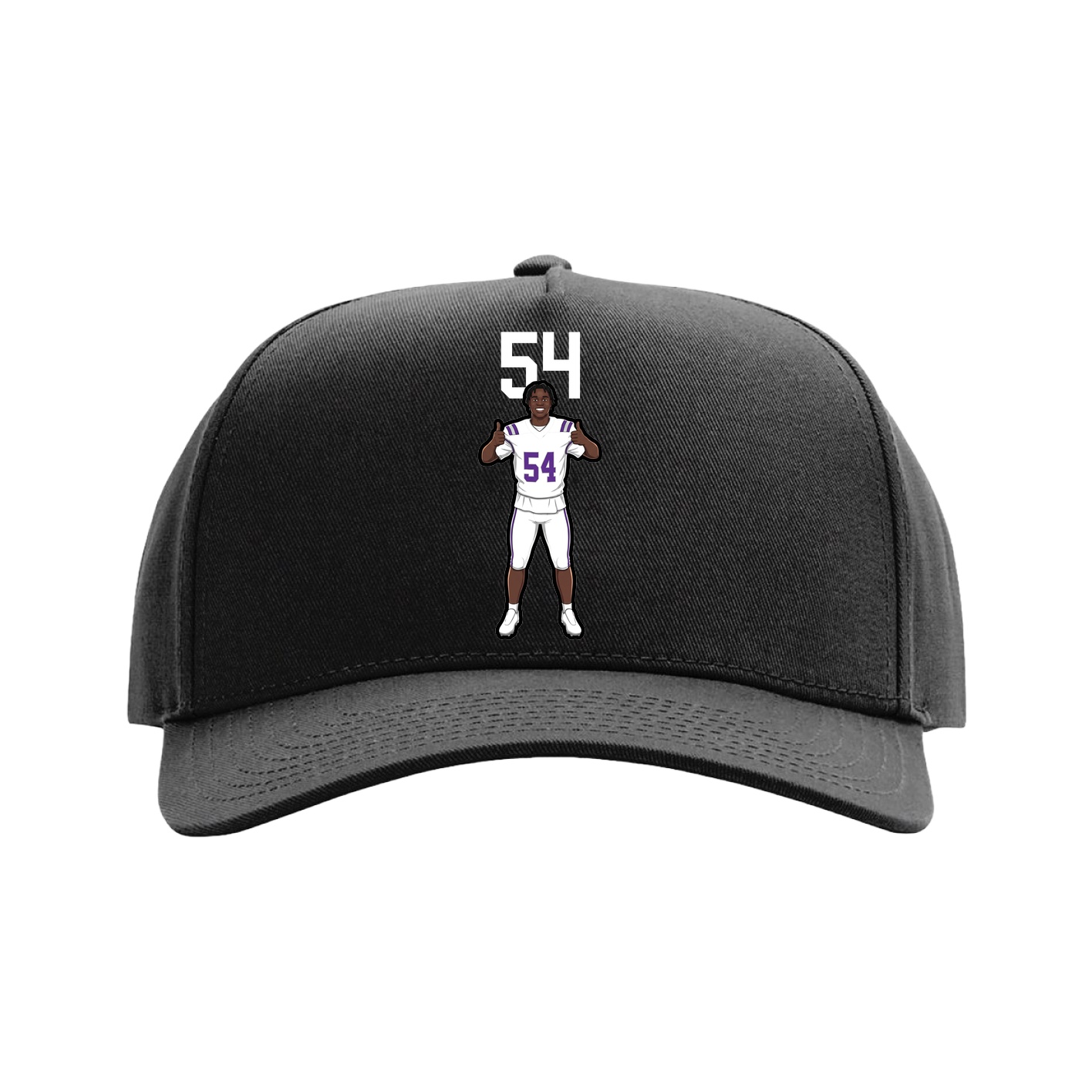 Full Fabric Five-Panel Champ Cap — Number Top in Black