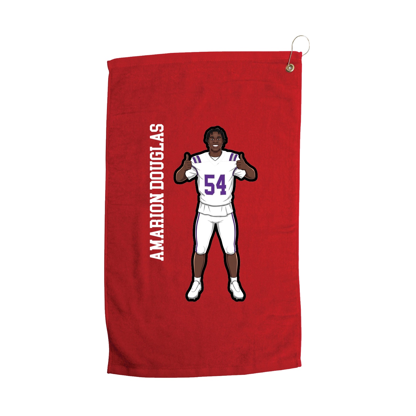 Golf Towel — Name Vertical in Red