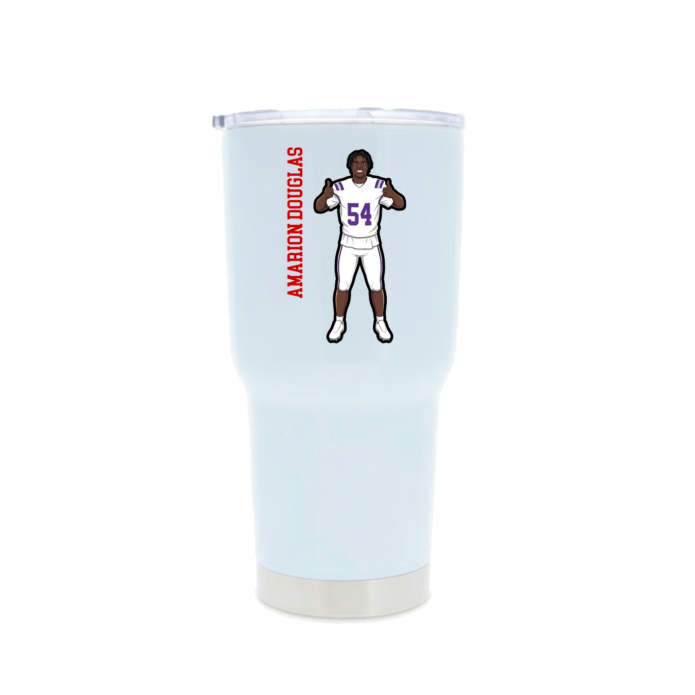 30oz Stainless Steel Tumbler — Name Vertical in White