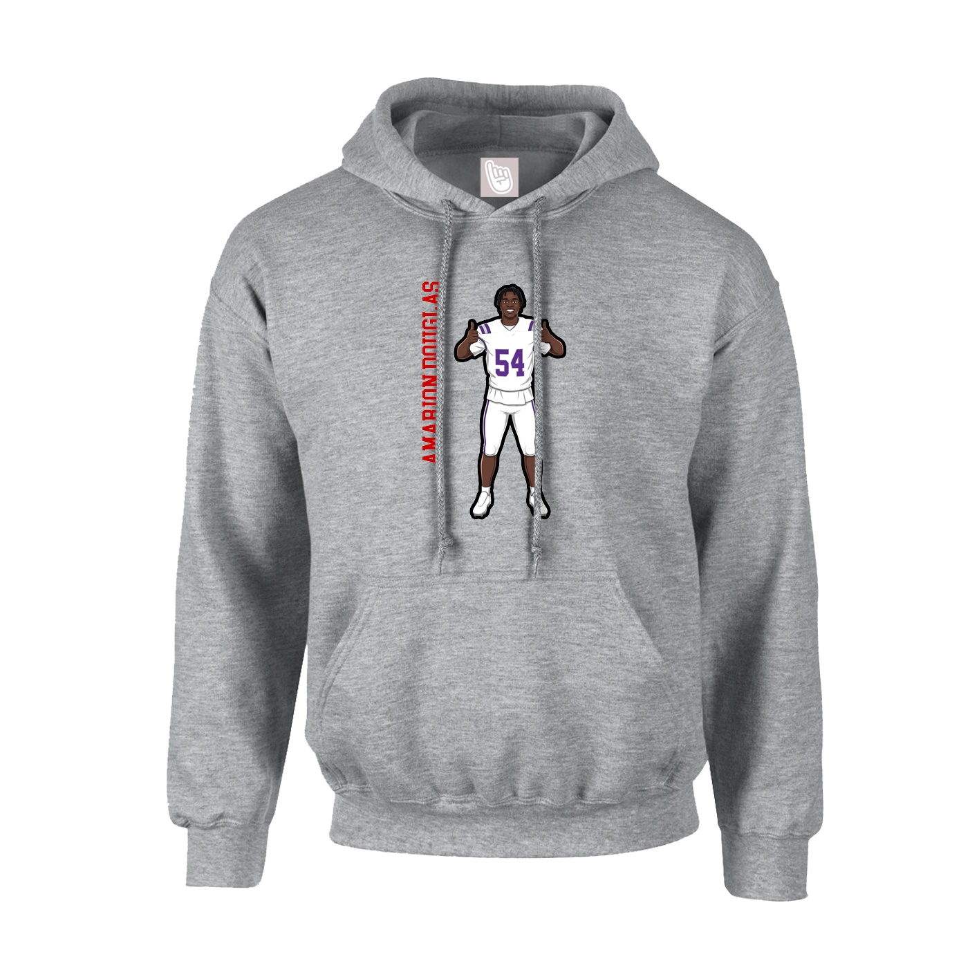 Youth Hoodie — Name Vertical in Grey