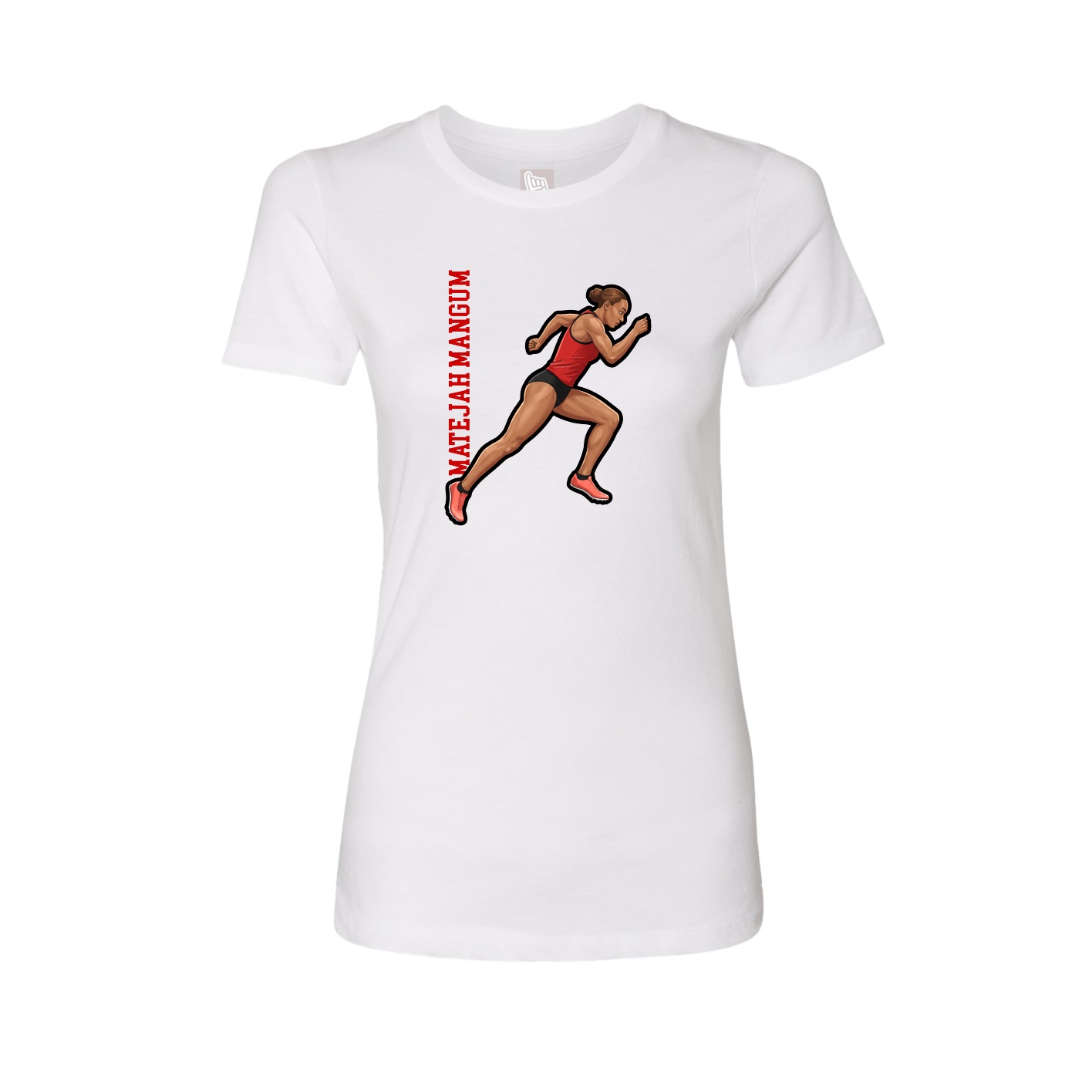 Fitted Women's Tee — Name Vertical in White