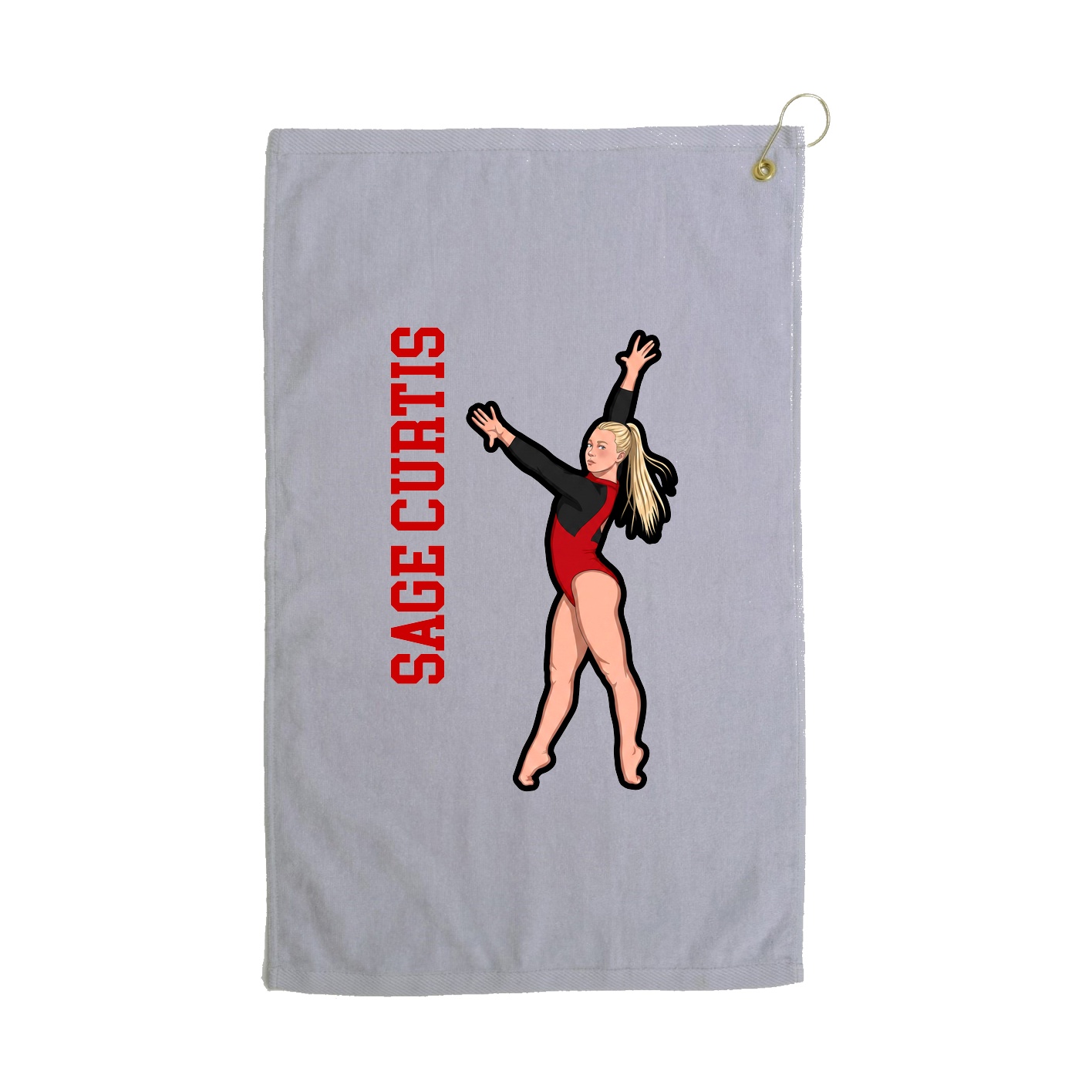 Golf Towel — Name Vertical in Grey