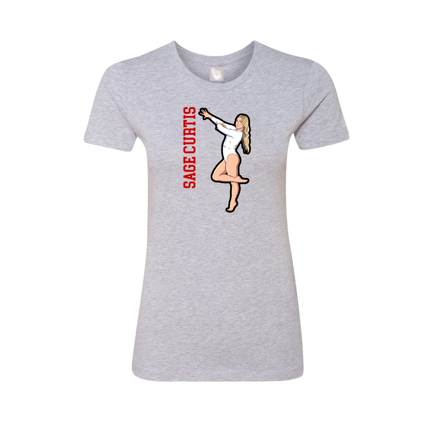 Fitted Women's Tee — Name Vertical in Grey