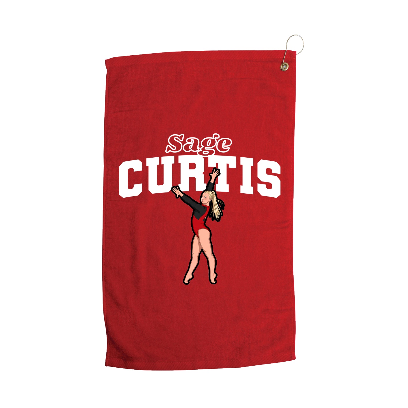 Golf Towel — Name Arch in Red
