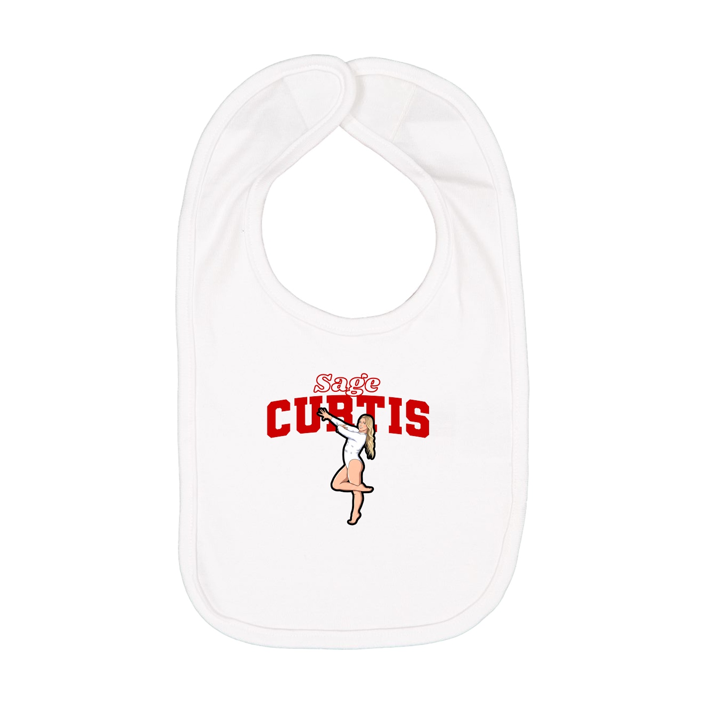 Infant Bib — Name Arch in White