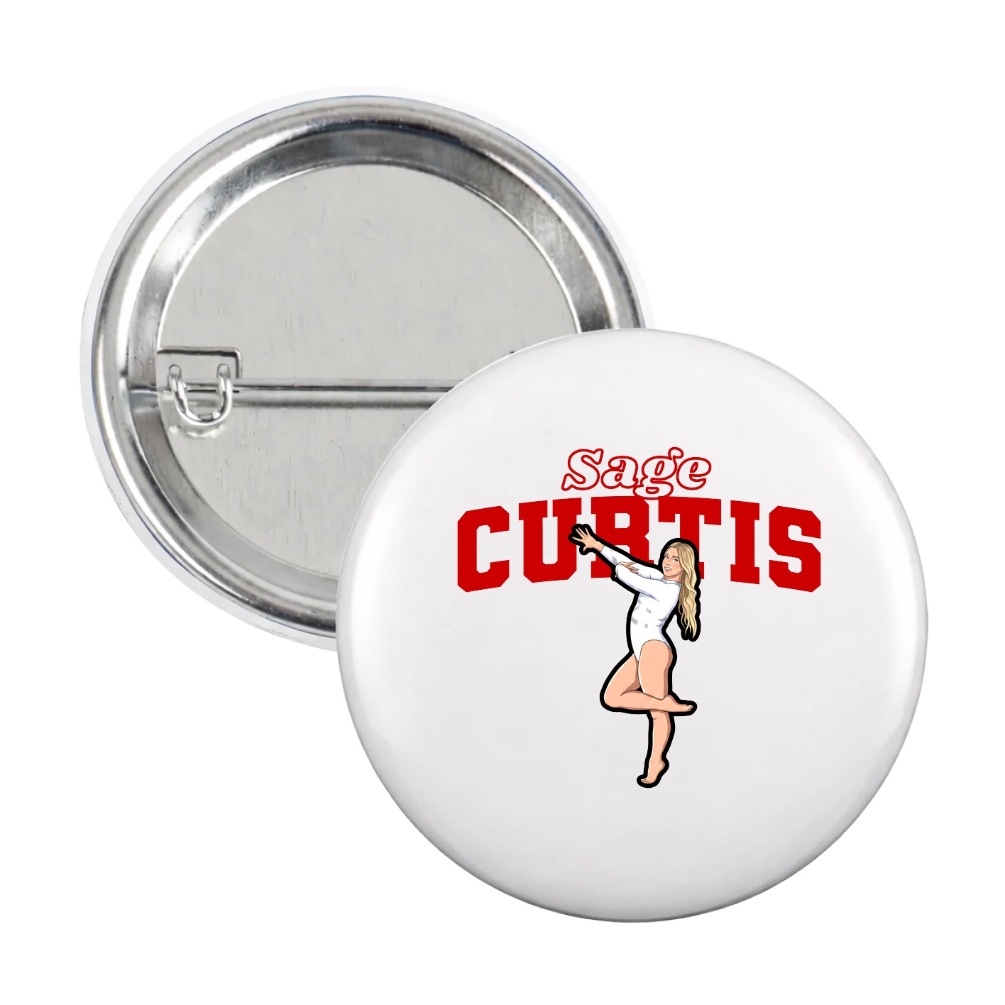Game Day Button — Name Arch in White