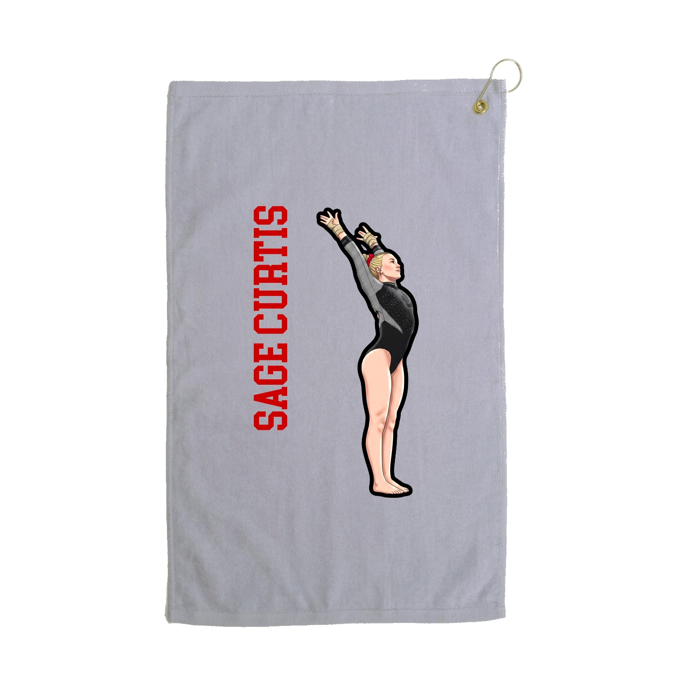 Golf Towel — Name Vertical in Grey