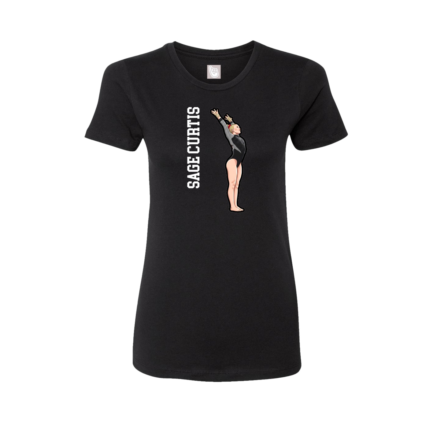 Fitted Women's Tee — Name Vertical in Black