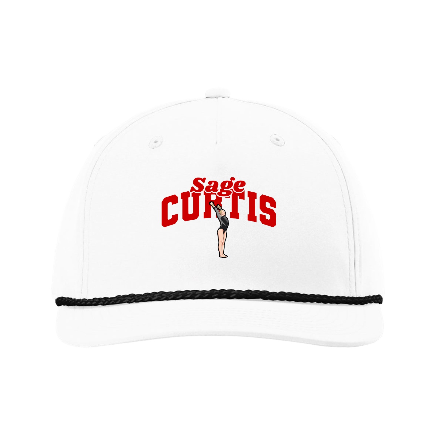 Five-Panel Classic Rope Cap — Signature Arch in White