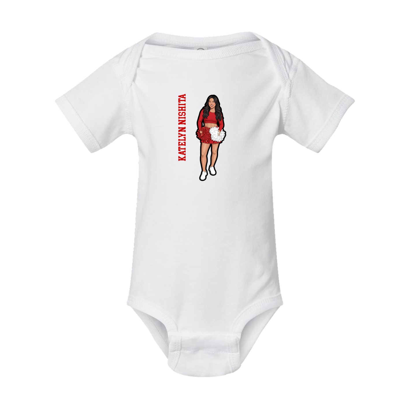 Baby Onesie — Name Vertical in White