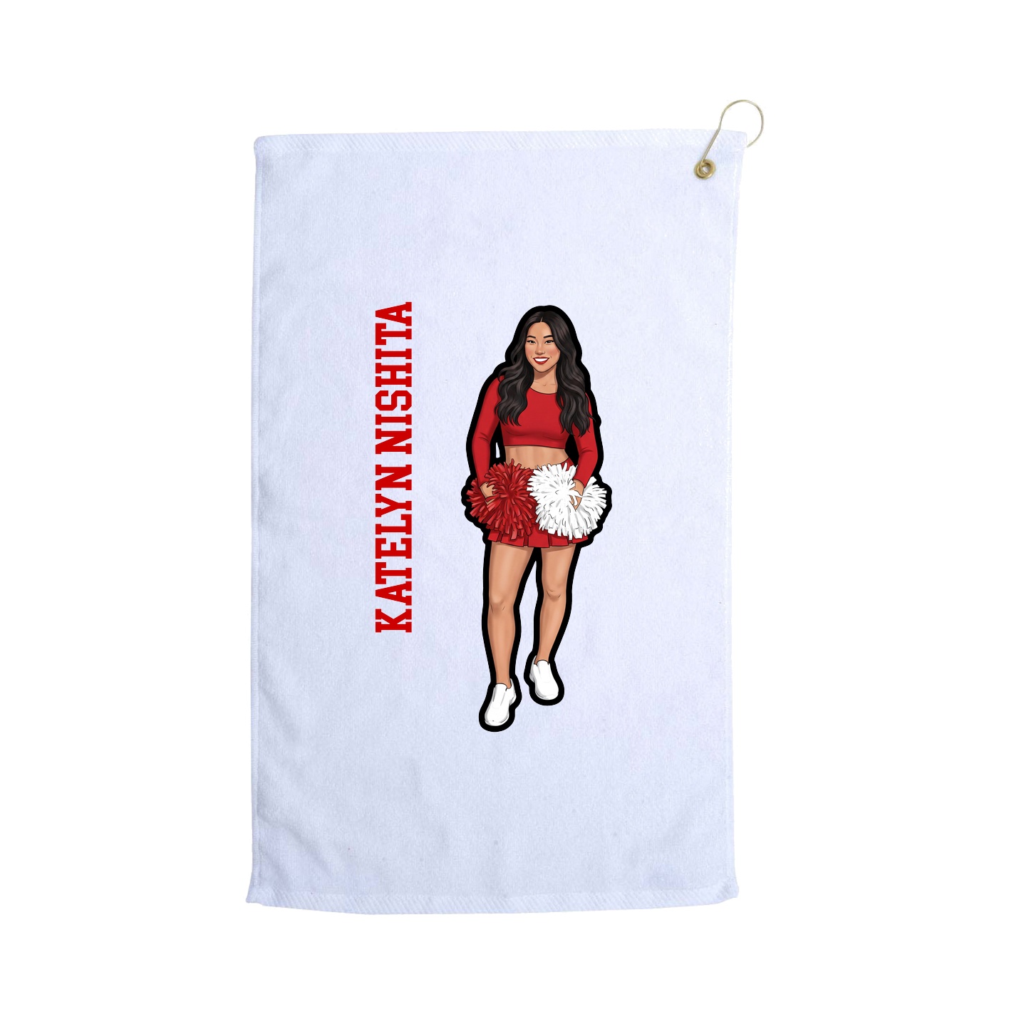 Golf Towel — Name Vertical in White