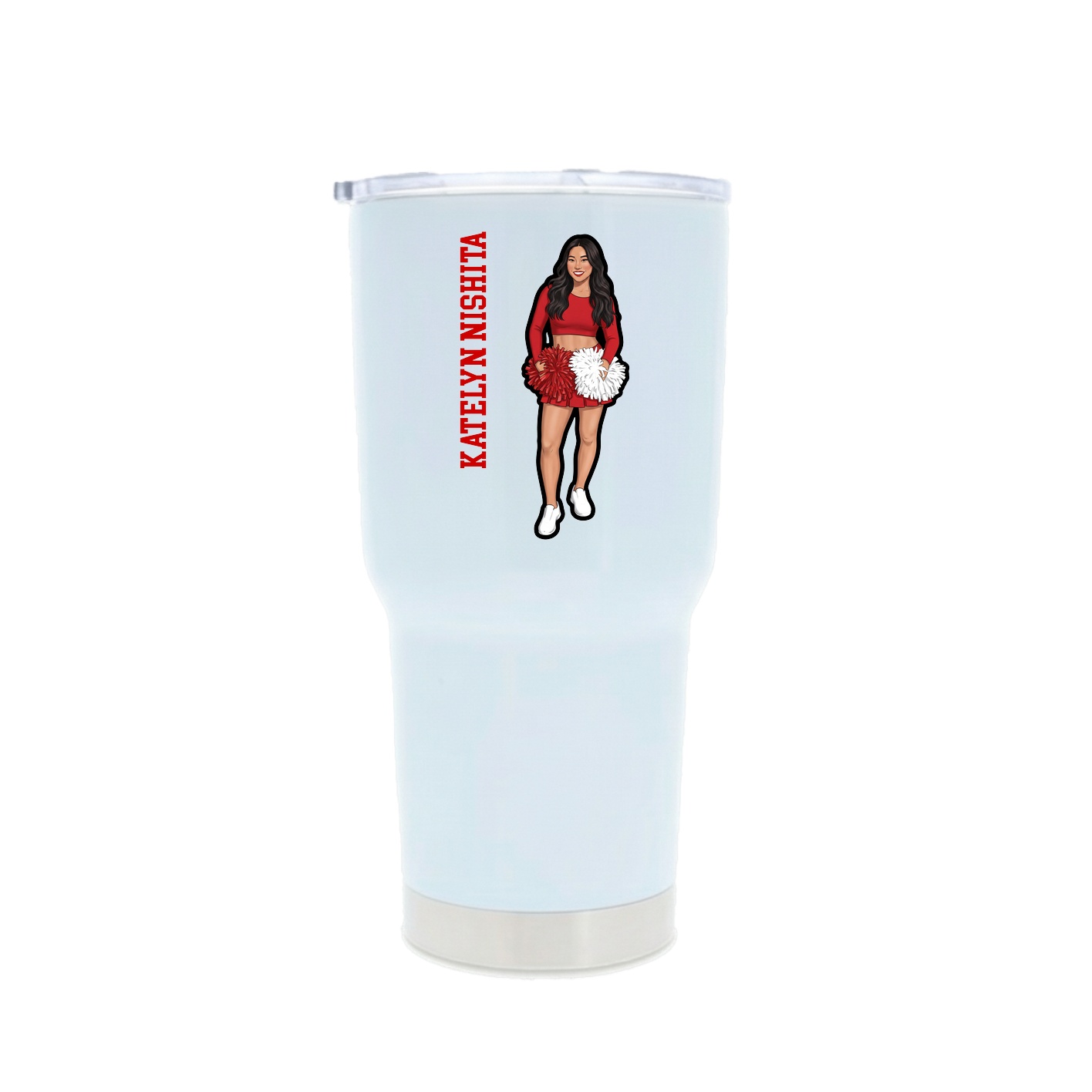 30oz Stainless Steel Tumbler — Name Vertical in White