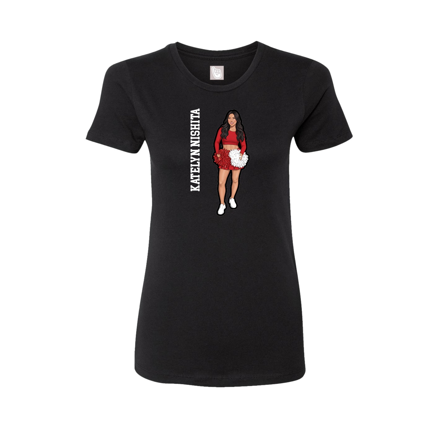 Fitted Women's Tee — Name Vertical in Black