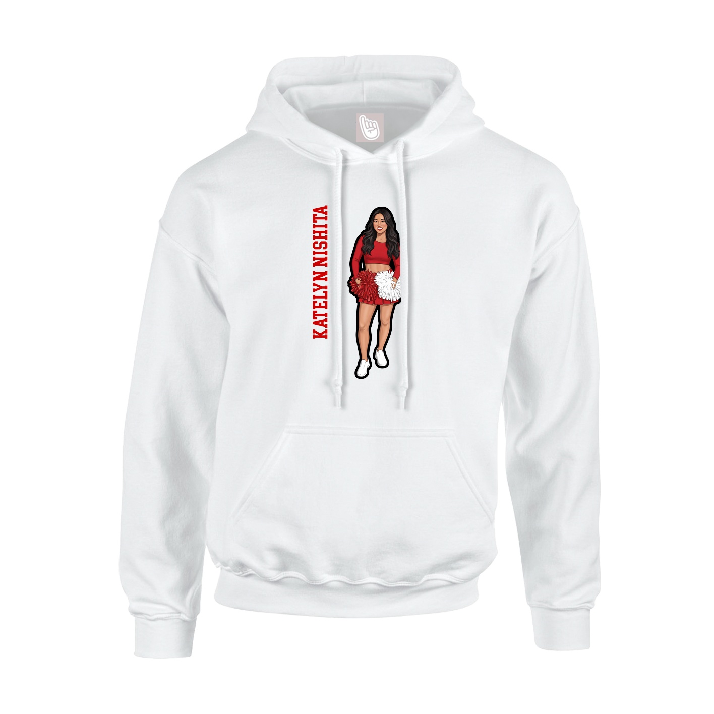 Youth Hoodie — Name Vertical in White